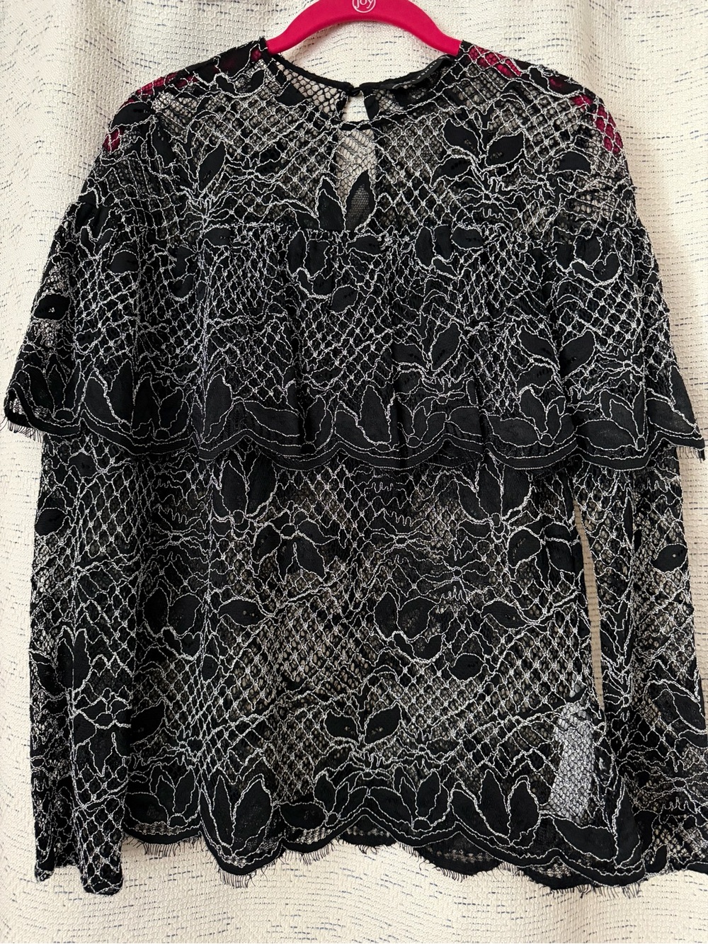 Zara Women's Black Lace Overlay Long-Sleeve Top - Picture 11 of 11